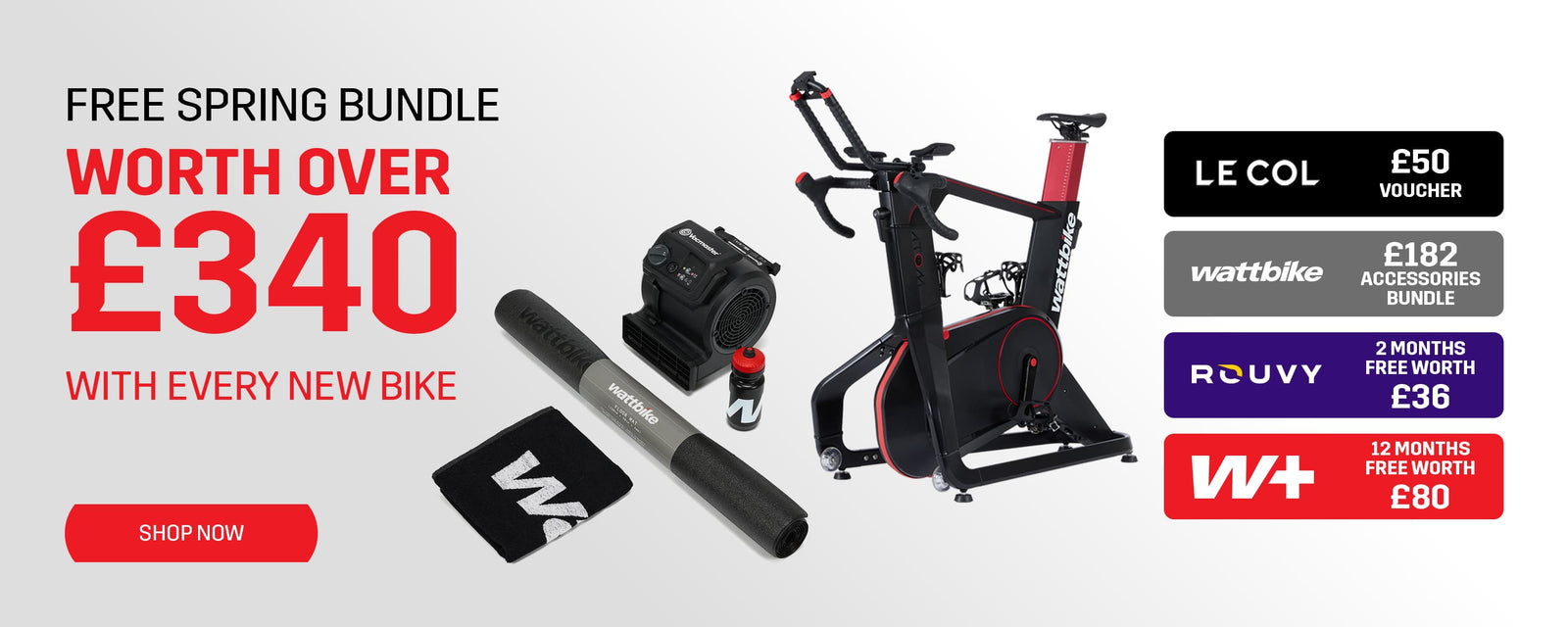 Wattbike free spring bundle worth over £340 with new bike purchases in April 2026.