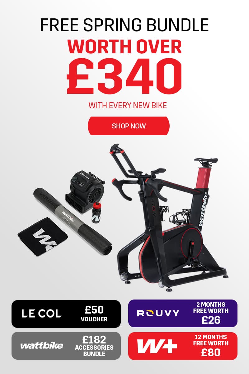 Wattbike free spring bundle worth over £340 with new bike purchases in April 2026.